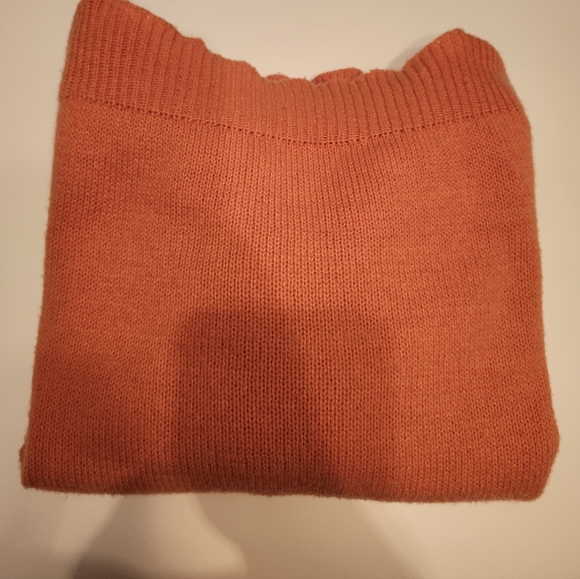 🍊 Vibrant Orange Boat Neck Sweater | Open Knit Sleeves | XL | Spring - Picture 8 of 8